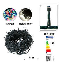 LED fényfüzér választható méretben és színben-480 LED-es -színes-0