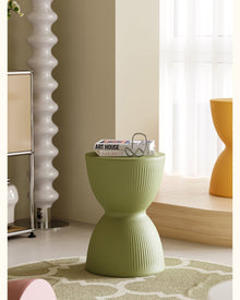 Rainbow stripe plastic stool in yellow for home seating