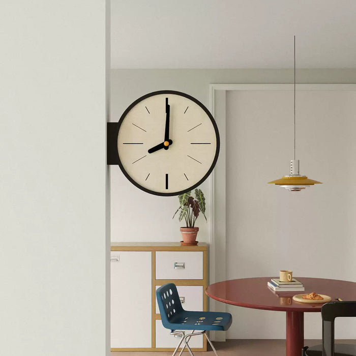 Classic white double-sided corner clock for wall or tabletop display