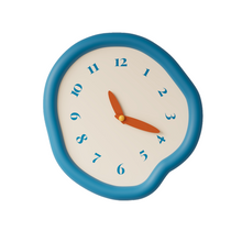 White asymmetrical drip wall clock with a playful melting-inspired shape
