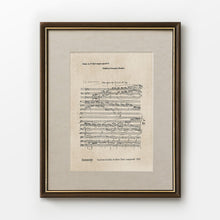 Vintage Minute Waltz sheet music wall art in a vertical solid wood frame with gold accents