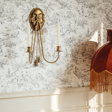 French style gold iron wall candle holder with bow detail