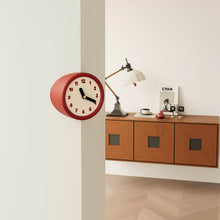 Red corner clock with dot dial for decorative home styling
