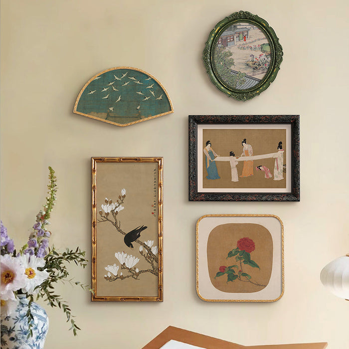 Oriental style decorative wall art set of 5 for home decor