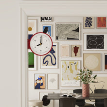 White minimalist double-sided corner clock with retro-inspired dial