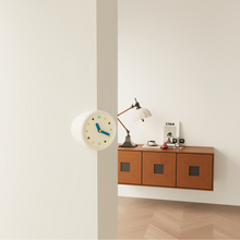 White double-sided corner clock with dots dial