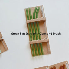 Colorful glass reusable straw set with cleaning brush
