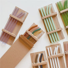 Colorful glass reusable straw set with cleaning brush