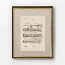 Vintage Minute Waltz sheet music wall art in a vertical solid wood frame with gold accents