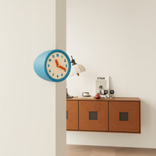 Blue corner clock with dot dial for modern home decor