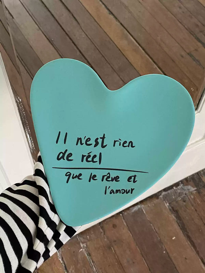 Mint green heart-shaped bamboo fiber plate for casual dining