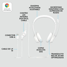 Fehér Logitech H390 USB headset mikrofonnal