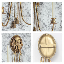 French style gold iron wall candle holder with bow detail