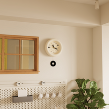 Cute cat wall clock with pendulum and illustrated feline hour markers