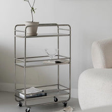 Three-tier stainless steel rolling storage cart with wheels