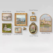 Vintage French 8-piece gallery wall art set with landscape and floral prints