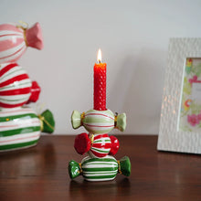 Ceramic Christmas candle holder with festive holiday design