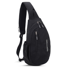 Fekete nylon sling táska több zsebbel
