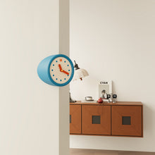 Blue corner clock with dot dial for modern home decor