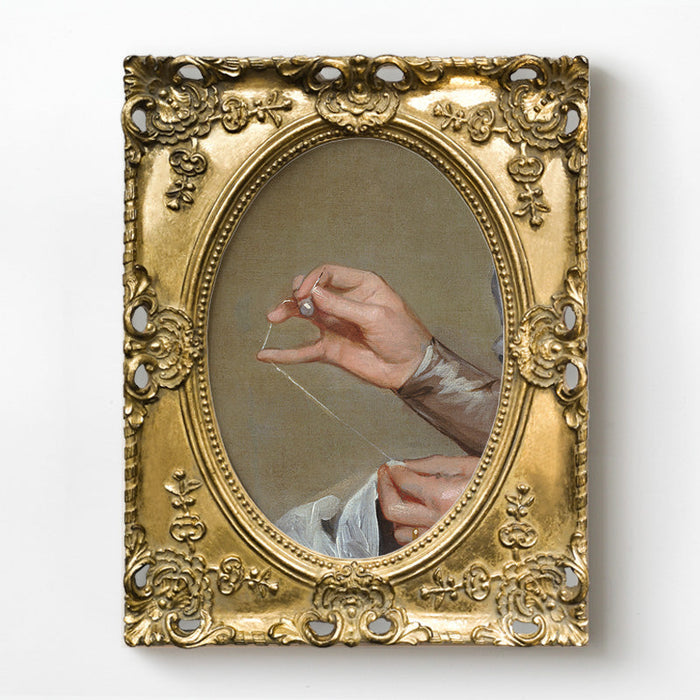 Baroque style framed wall painting with ornate floral detailing