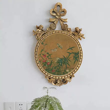French Chinese fusion bamboo and butterfly wall art in an ornate gold frame