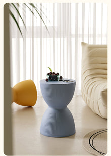 Rainbow stripe plastic stool in yellow for home seating