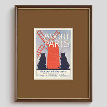 Vintage cat poster wall art featuring a feline in a ruffled collar with a red polka-dot bow