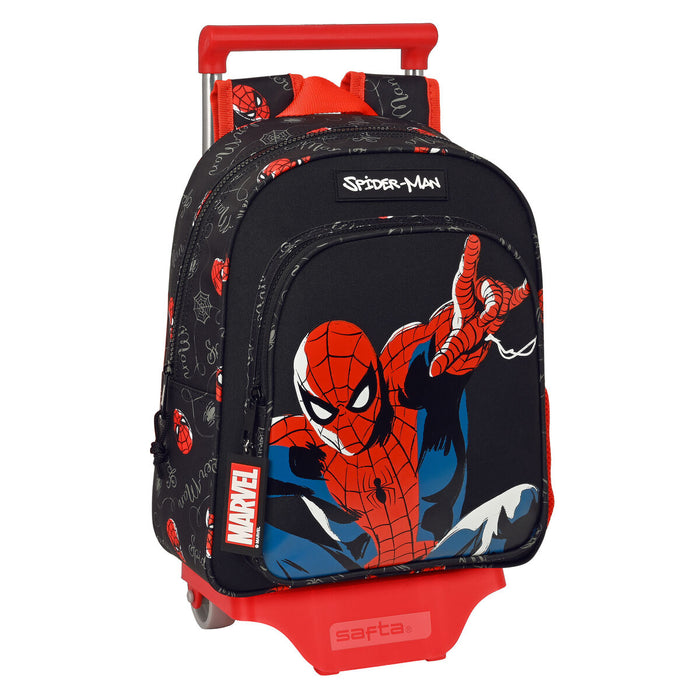 Fekete Spider-Man gurulós iskolatáska 3D mintával