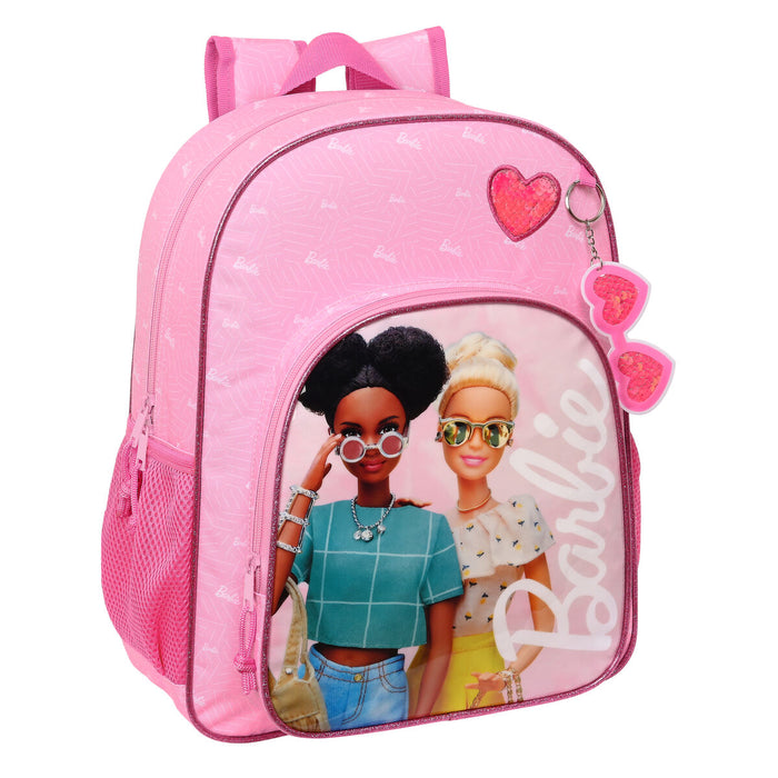 Rózsaszín Barbie iskolatáska cipzáras zsebbel