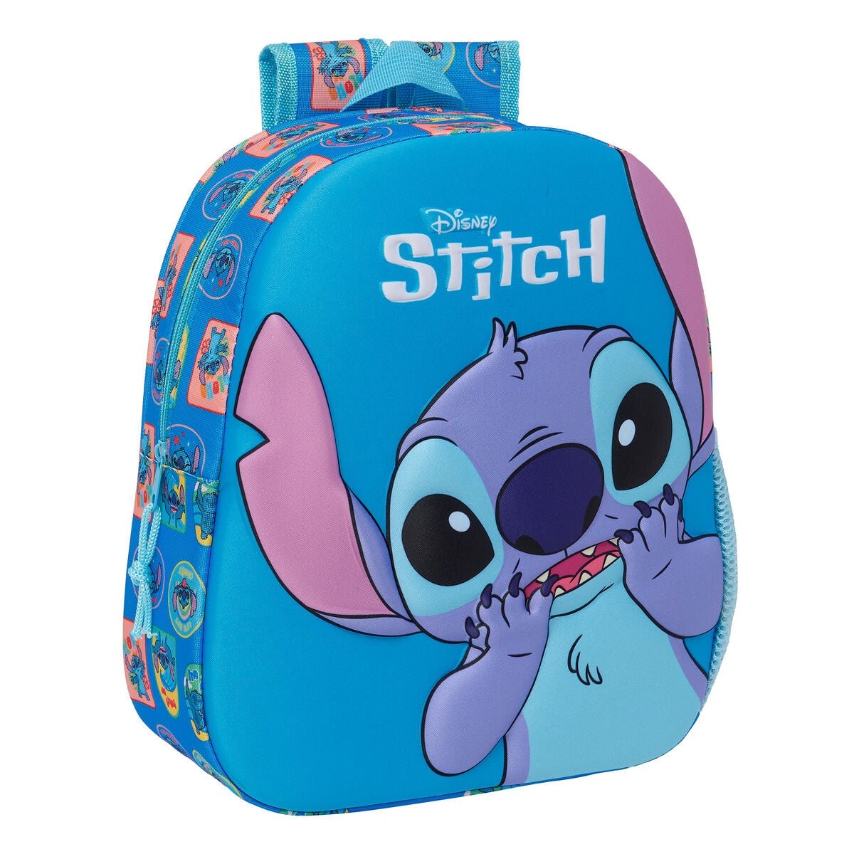 Kék Stitch iskolatáska 3D mintával