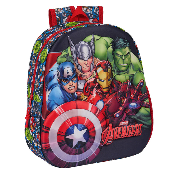 Fekete-piros The Avengers óvodai hátizsák 3D mintával