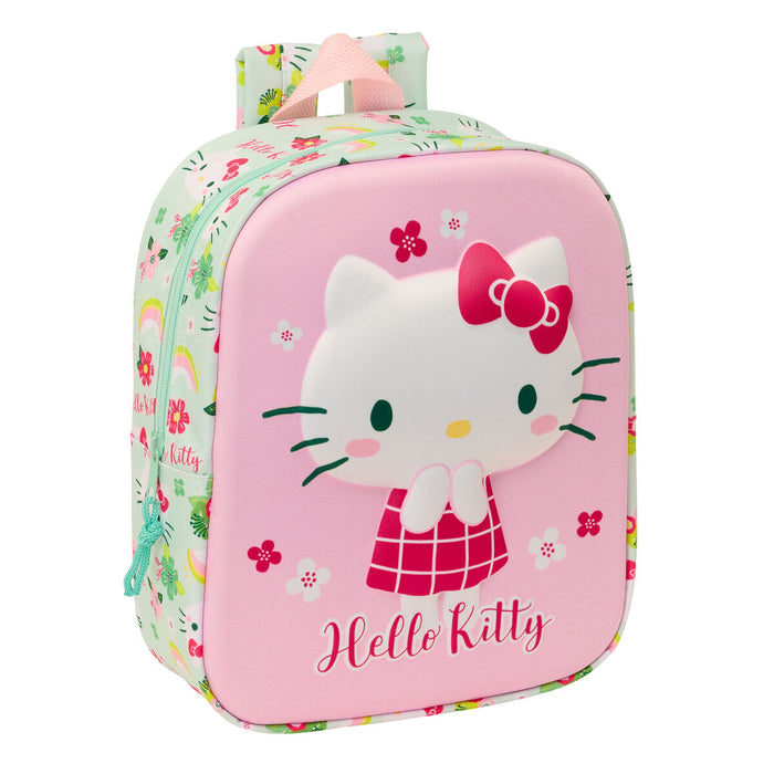 Zöld-rózsaszín Hello Kitty 3D óvodai hátizsák
