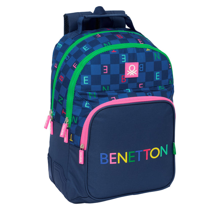 Sötétkék Benetton Damero iskolatáska