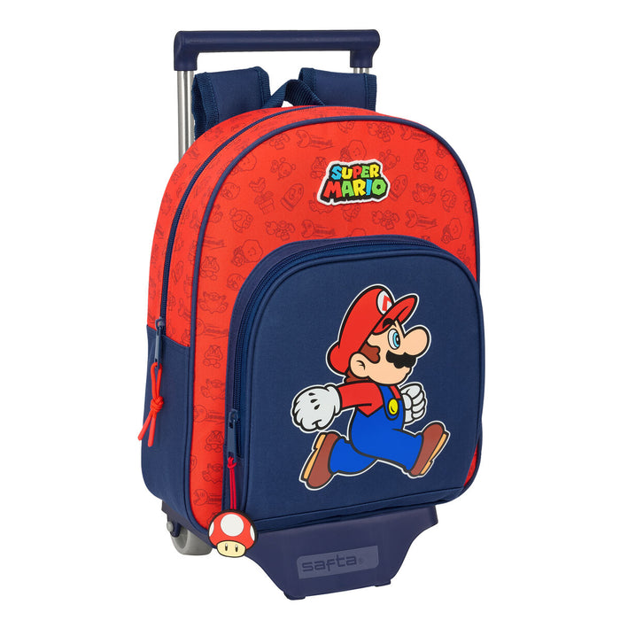 Piros-sötétkék Super Mario gurulós iskolatáska