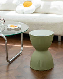 Rainbow stripe plastic stool in yellow for home seating