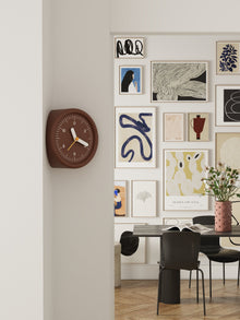 Brown curved corner wall clock for modern home decor