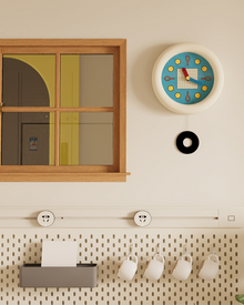 Tennis-inspired wall clock with racket and ball hour markers and pendulum