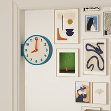 Blue double-sided corner wall clock with dots dial
