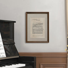 Vintage Minute Waltz sheet music wall art in a vertical solid wood frame with gold accents
