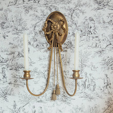 French style gold iron wall candle holder with bow detail
