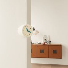 White double-sided corner clock with dots dial