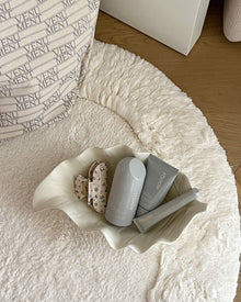 White ripple leaf ceramic tray with sculptural wavy shape