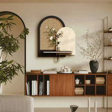 3D sandstone wall art with rock panel, glass vase, and artificial flower accent
