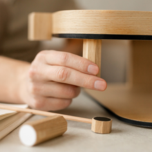 Magnetic wooden soccer board game for two-player tabletop play