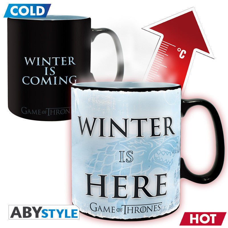 Game of Thrones hőre változó bögre 460 ml Winter is here dobozban