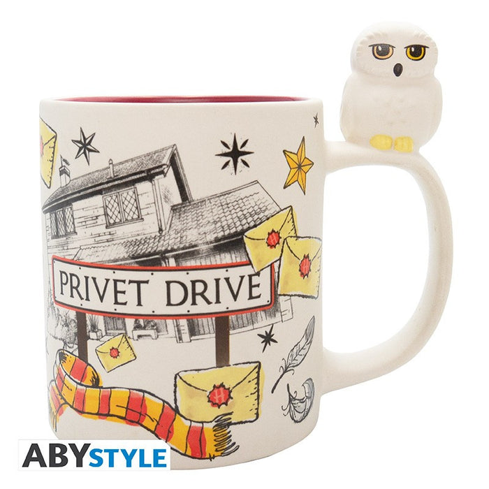 Harry Potter bögre 3D fogantyúval, Hedwig és Privet Drive mintával