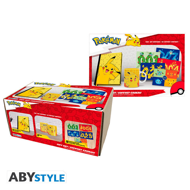 Pokémon Pikachu ajándékcsomag A5 jegyzetfüzettel, bögrével és képeslapokkal