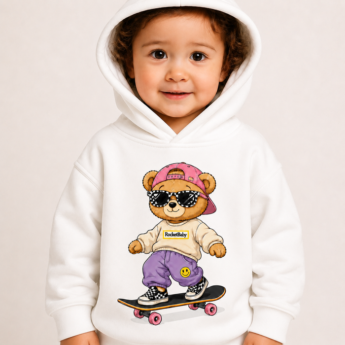 RocketBaby Streetwear Bear gyerek pulóver gördeszkás maci mintával