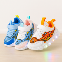 Kék LED-es dinoszauruszos gyerek sneaker
