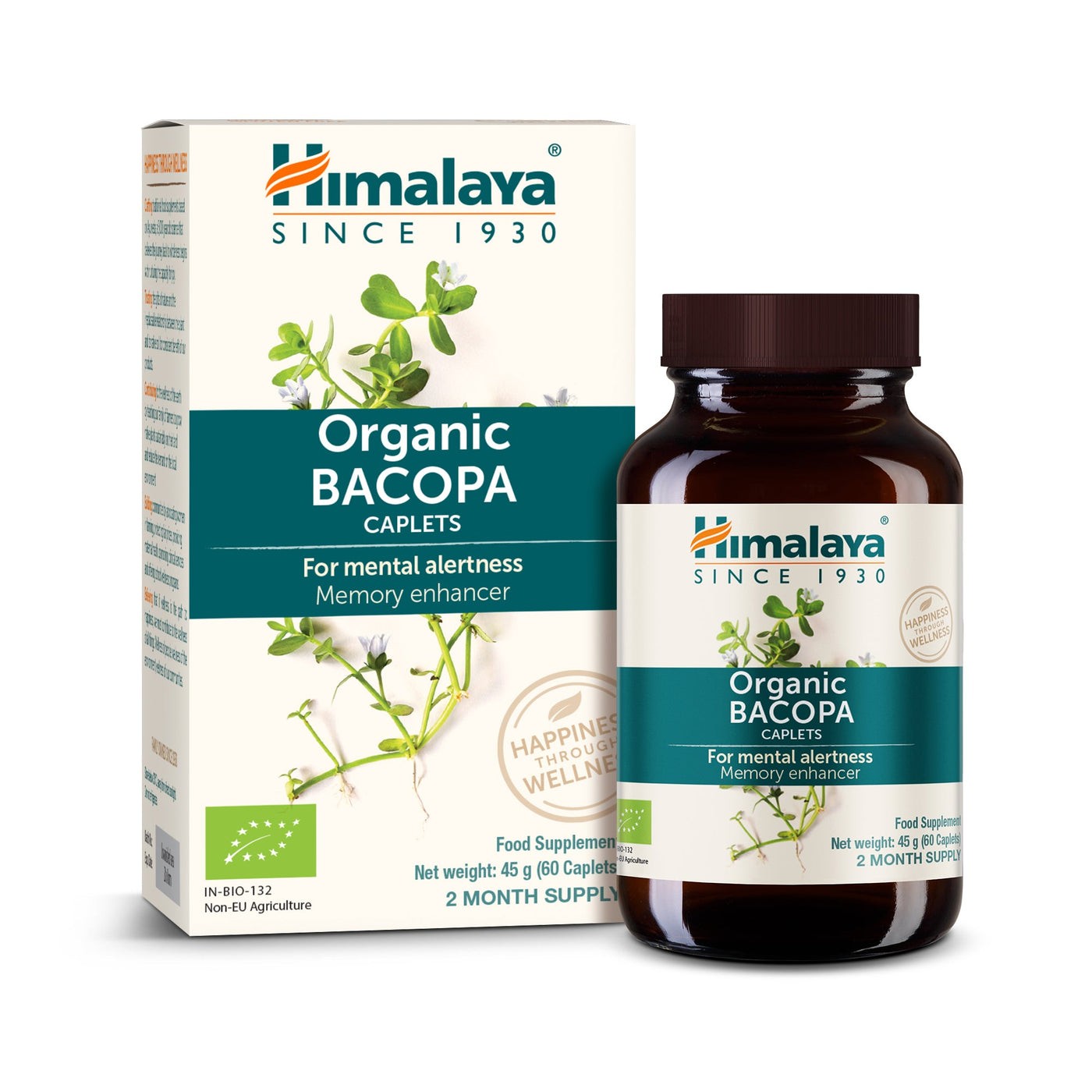 Himalaya Organic Bacopa Brahmi 60 caplets supplement bottle